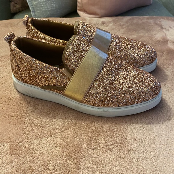 Miss Lola Rose Gold Glitter Sneakers Sz 10 - Picture 3 of 5